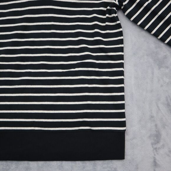 Banana Republic Sweater Womens M Black Long Sleeve Button Stripe Knit Pullover - Picture 14 of 16